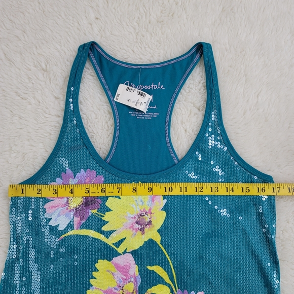Aeropostale Clear Sequins Flower Racerback Top - Picture 6 of 14
